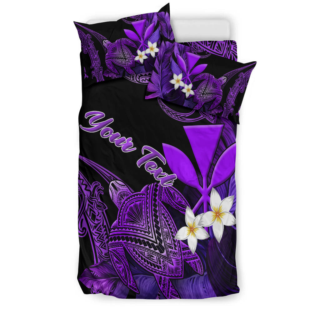 Custom Personalised Hawaii Turtle With Plumeria Leaf Purple Bedding Set - LT12 - Wonder Print Shop