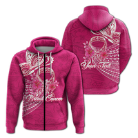 Custom Personalised Breast Cancer Pink Ribbon Butterfly Polynesian Pink Version Hoodie LT12 - Wonder Print Shop