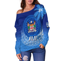 Custom Personalised Fiji Tapa Tribal Coconut Tree Women Off Shoulder Sweater LT12 - Wonder Print Shop