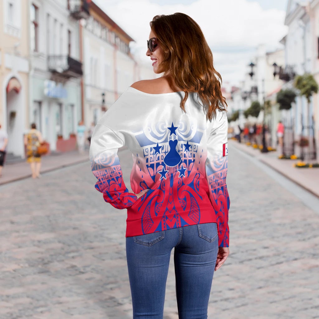 (Custom Personalised) Austral Islands Tribal Tattoo Women Off Shoulder Sweater LT12 - Wonder Print Shop