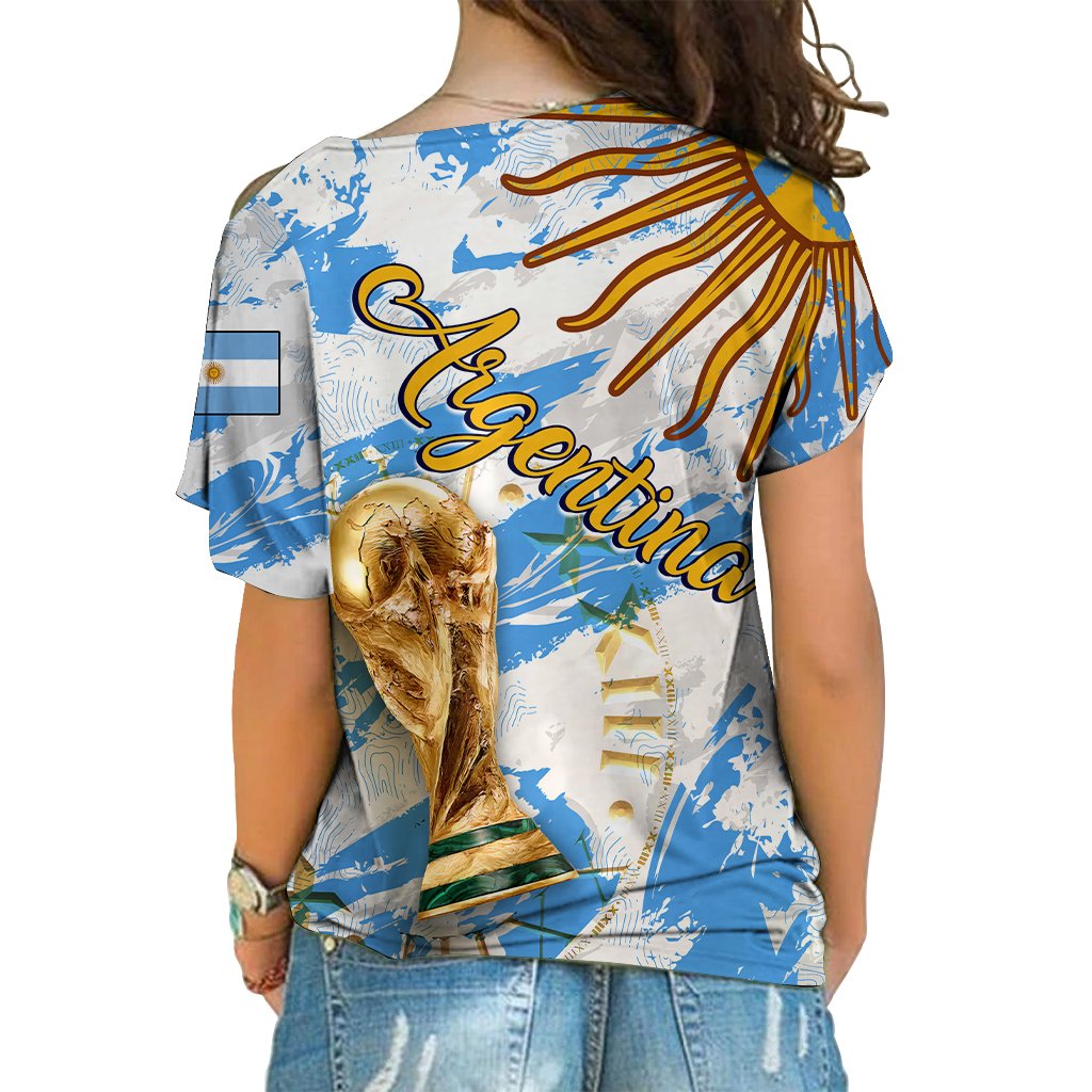 Argentina Football World Cup 2022 Cross Shoulder Shirt - LT2