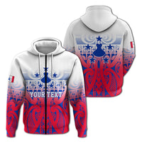 Custom tribal tattoo hoodie, front design with 'YOUR TEXT' and blue stars