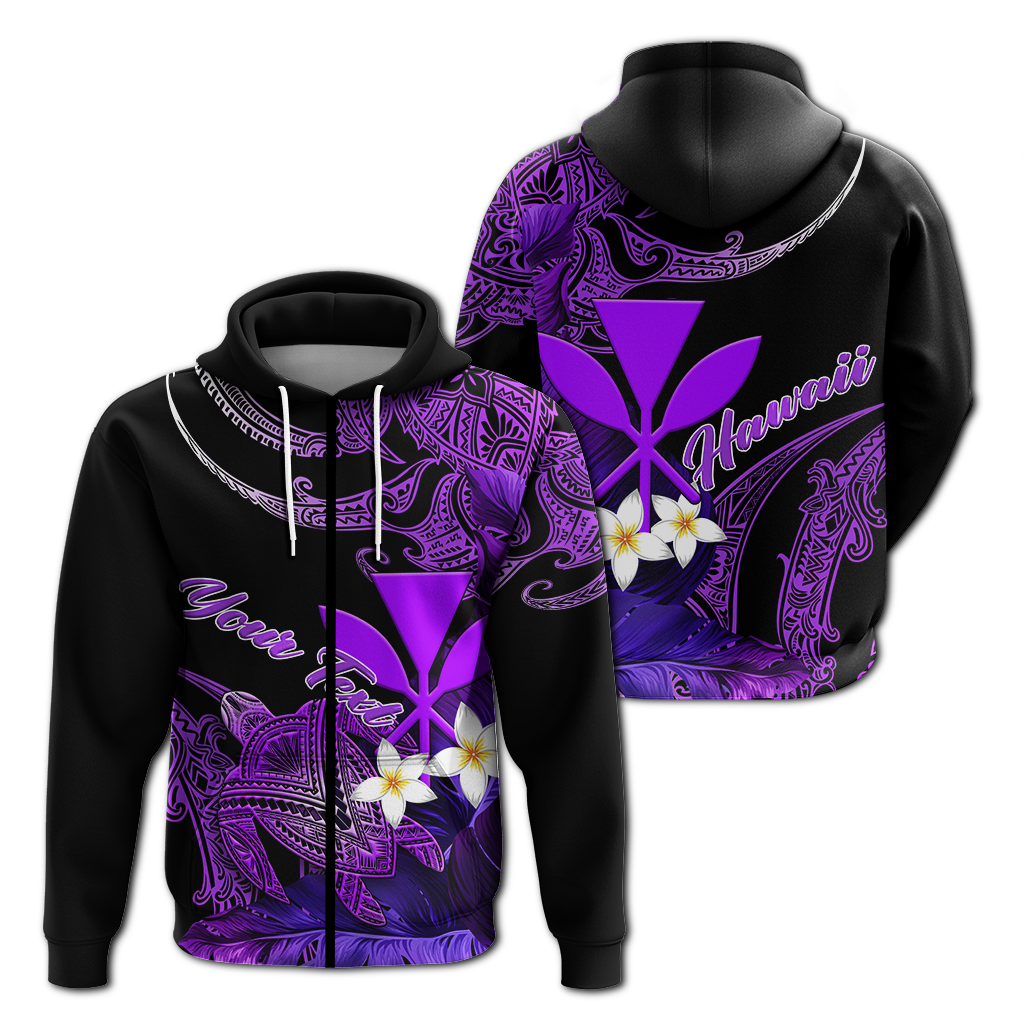 Custom Hawaii Turtle With Plumeria Leaf Purple Hoodie LT12 - Wonder Print Shop