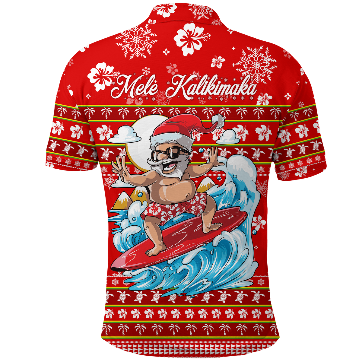 Christmas Hawaii Santas Surf Mele Kalikimaka Polo Shirt LT2 - Wonder Print Shop