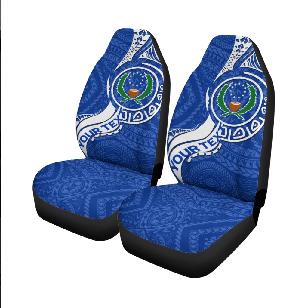 (Custom Personalised) Pohnpei Car Seat Covers - Micronesia Pride Blue LT12 - Wonder Print Shop