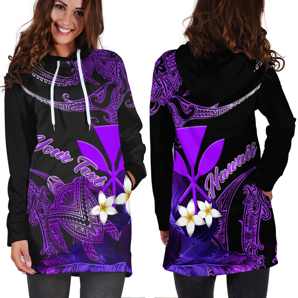 Custom Personalised Hawaii Turtle With Plumeria Leaf Purple Women Hoodie Dress LT12 - Wonder Print Shop