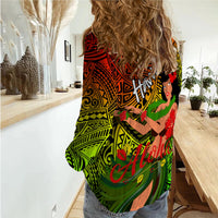 Hawaii Hula Girl Reggae Women Casual Shirt LT2 - Wonder Print Shop