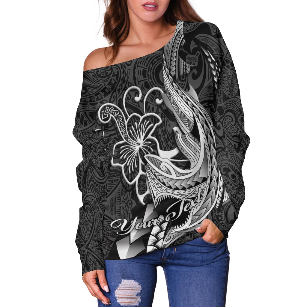 Custom Personalised Polynesian Shark Tattoo Hawaii Tribal Women Off Shoulder Sweater LT12 - Wonder Print Shop