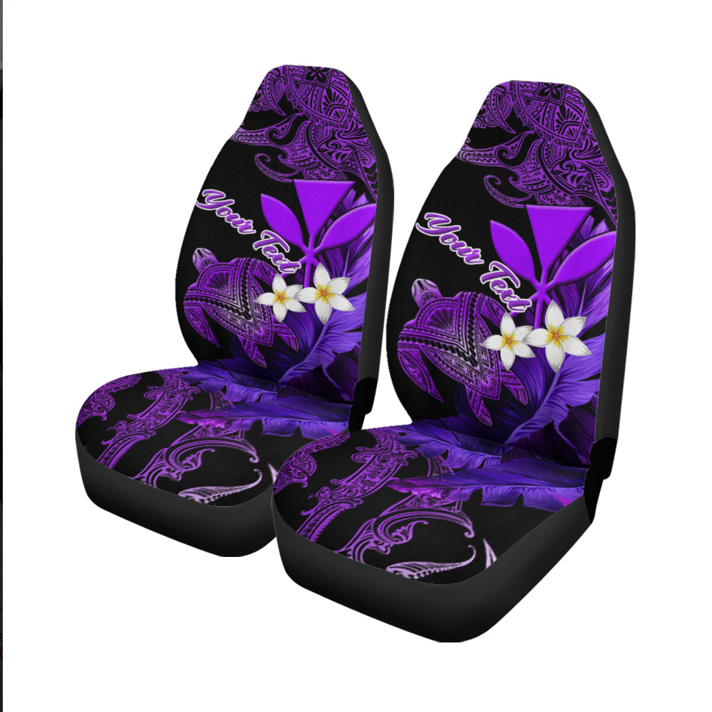 Custom Personalised Turtle With Plumeria Leaf Purple Car Seat Covers - LT12 - Wonder Print Shop
