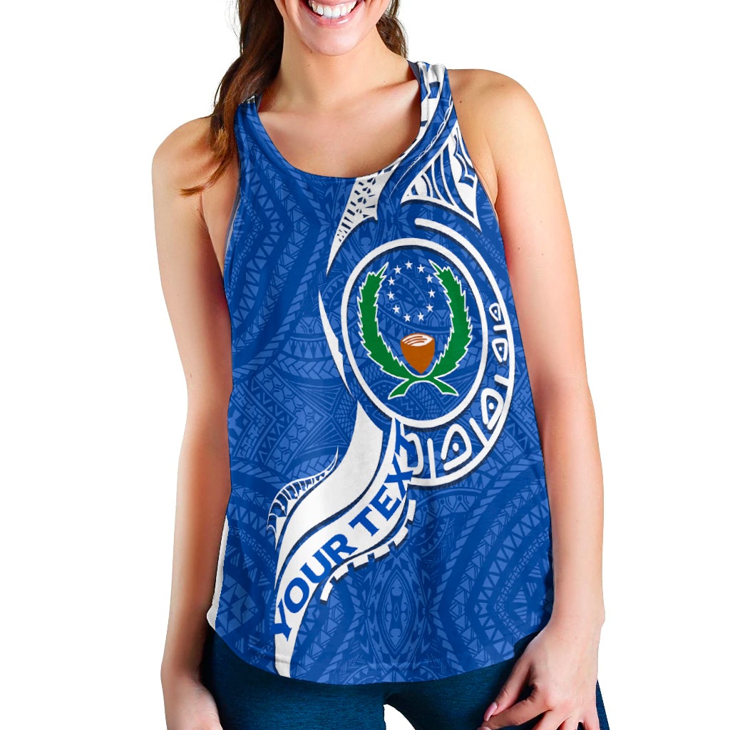 (Custom Personalised) Pohnpei Women Tank Top - Micronesia Pride Blue LT12 - Wonder Print Shop
