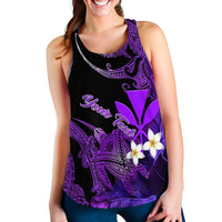 Custom Personalised Hawaii Turtle With Plumeria Leaf Purple Women Tank Top LT12 - Wonder Print Shop