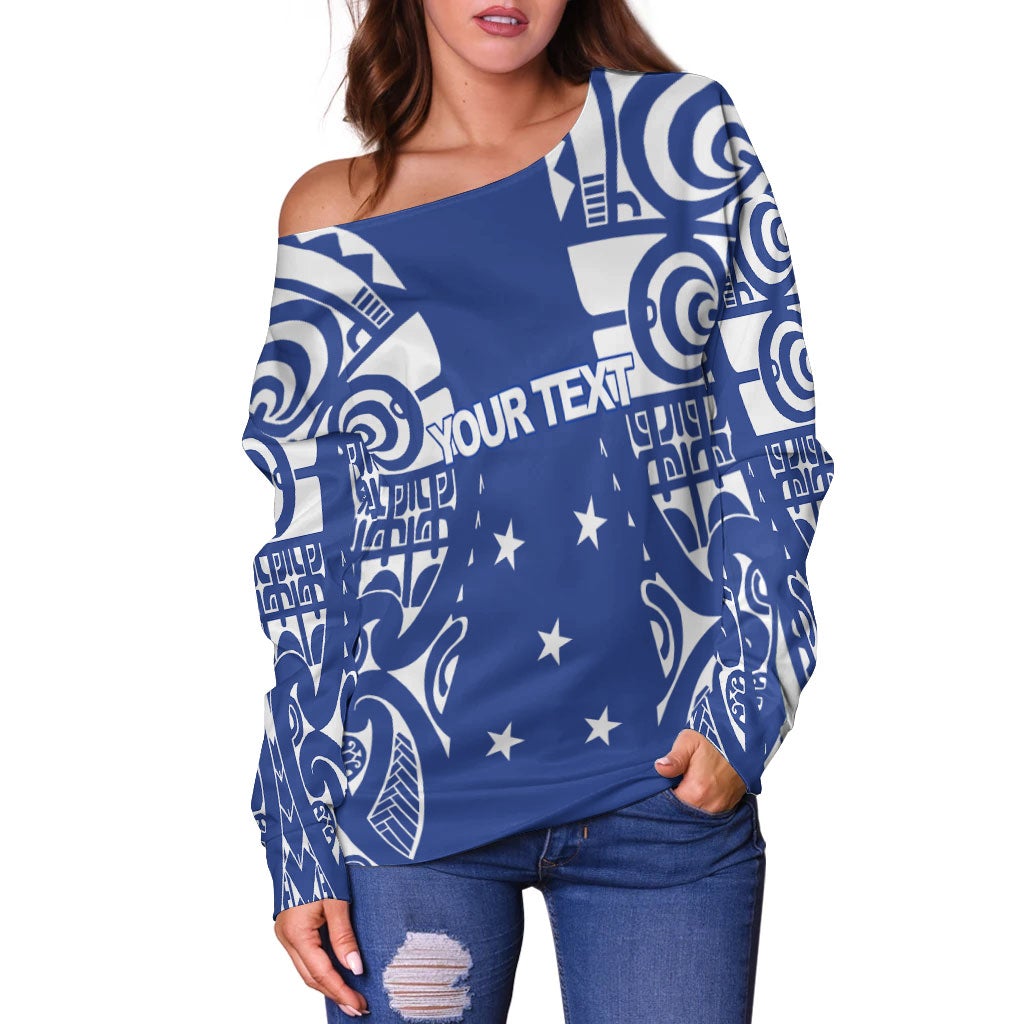 (Custom Personalised) Gambier Islands Tribal Tattoo Women Off Shoulder Sweater LT12 - Wonder Print Shop