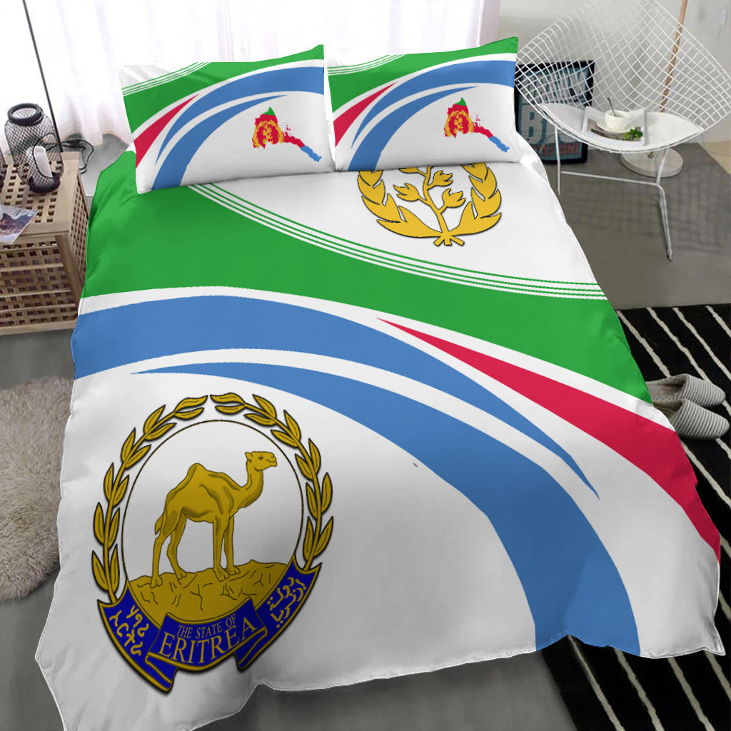 Eritrea Map And Coat Of Arms Bedding Set LT13 - Wonder Print Shop