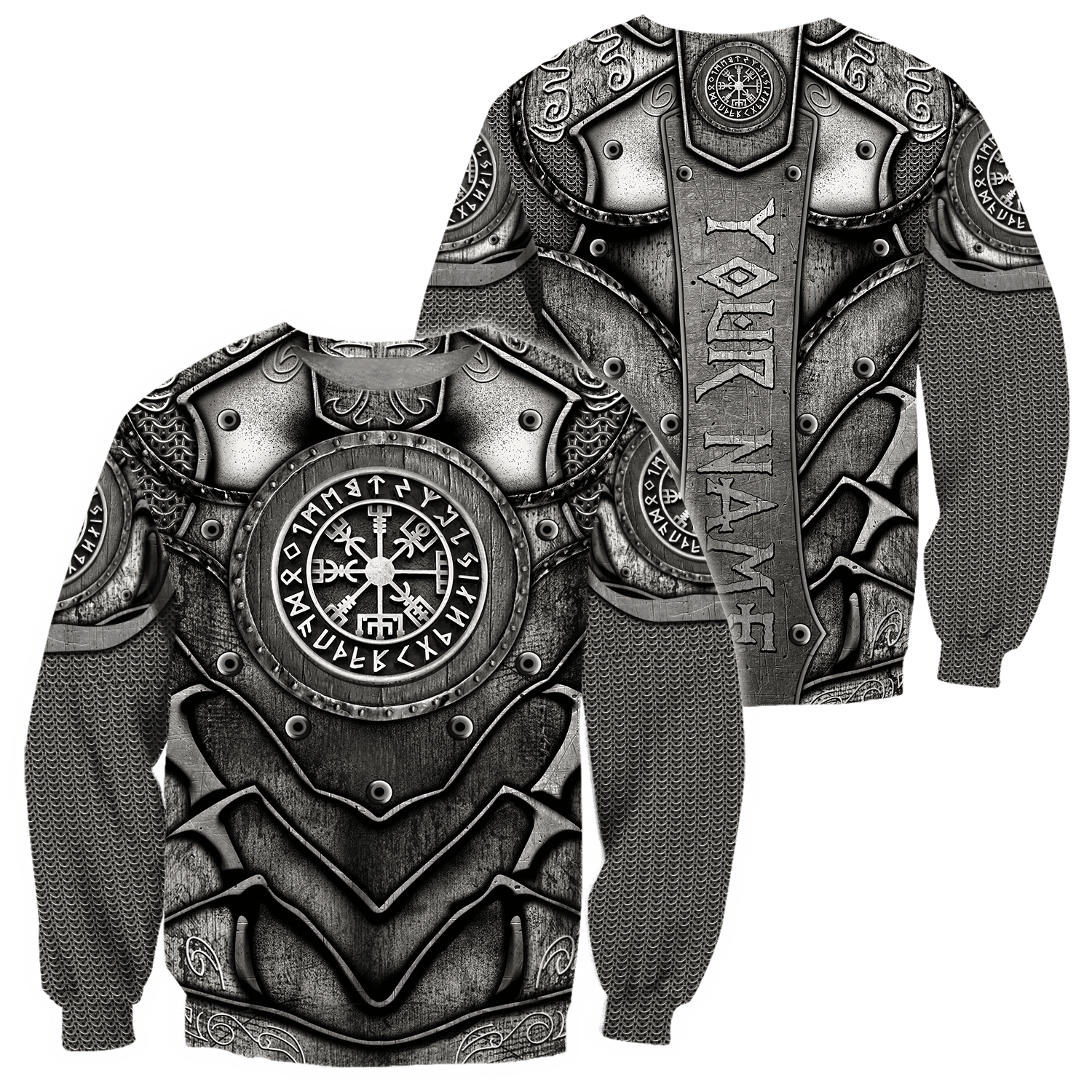 (Custom) Viking Clothing - Viking Vegvisir Armor Sweatshirt RLT12 - Wonder Print Shop