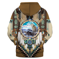 Wofl Dreamcatcher Brown Native American Hoodie LT10 - Wonder Print Shop