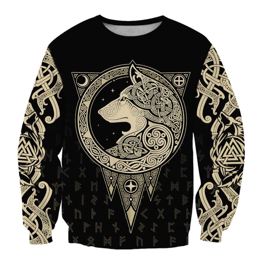 Viking Clothing Viking Gold Wolf Sweatshirt RLT12 - Wonder Print Shop