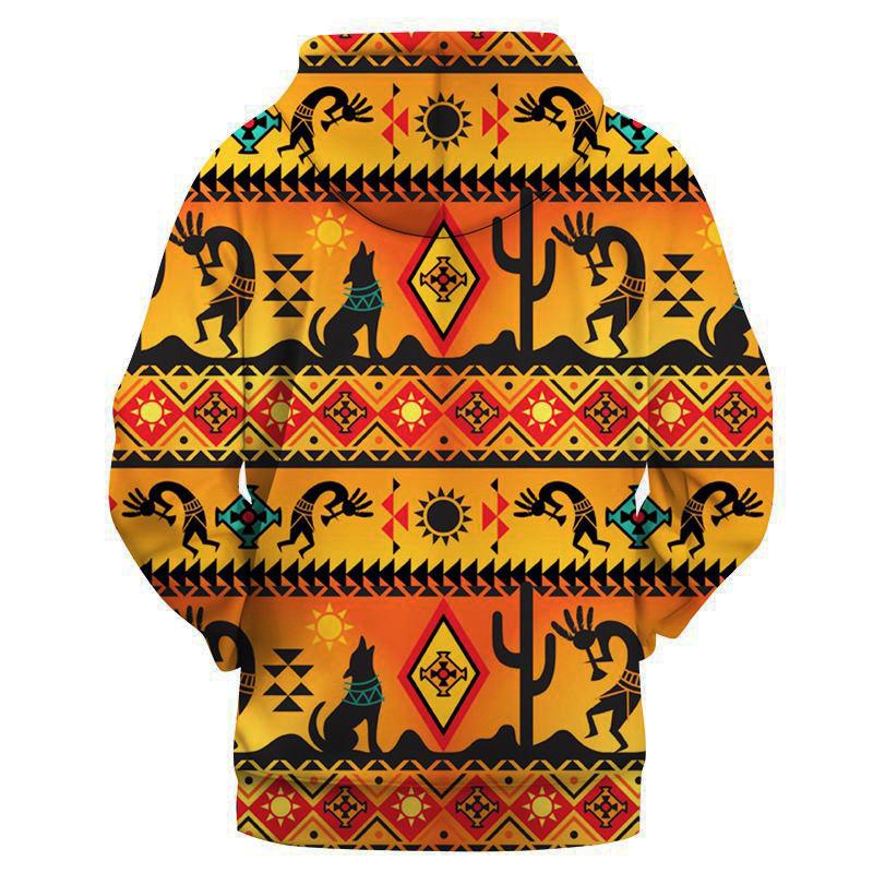 Kokopelli Myth Yellow Native American Hoodie LT10 - Wonder Print Shop