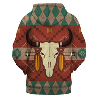 Native American Bison Skull 3D Print Hoodies Tribal Ethnic Pattern LT10 - Wonder Print Shop
