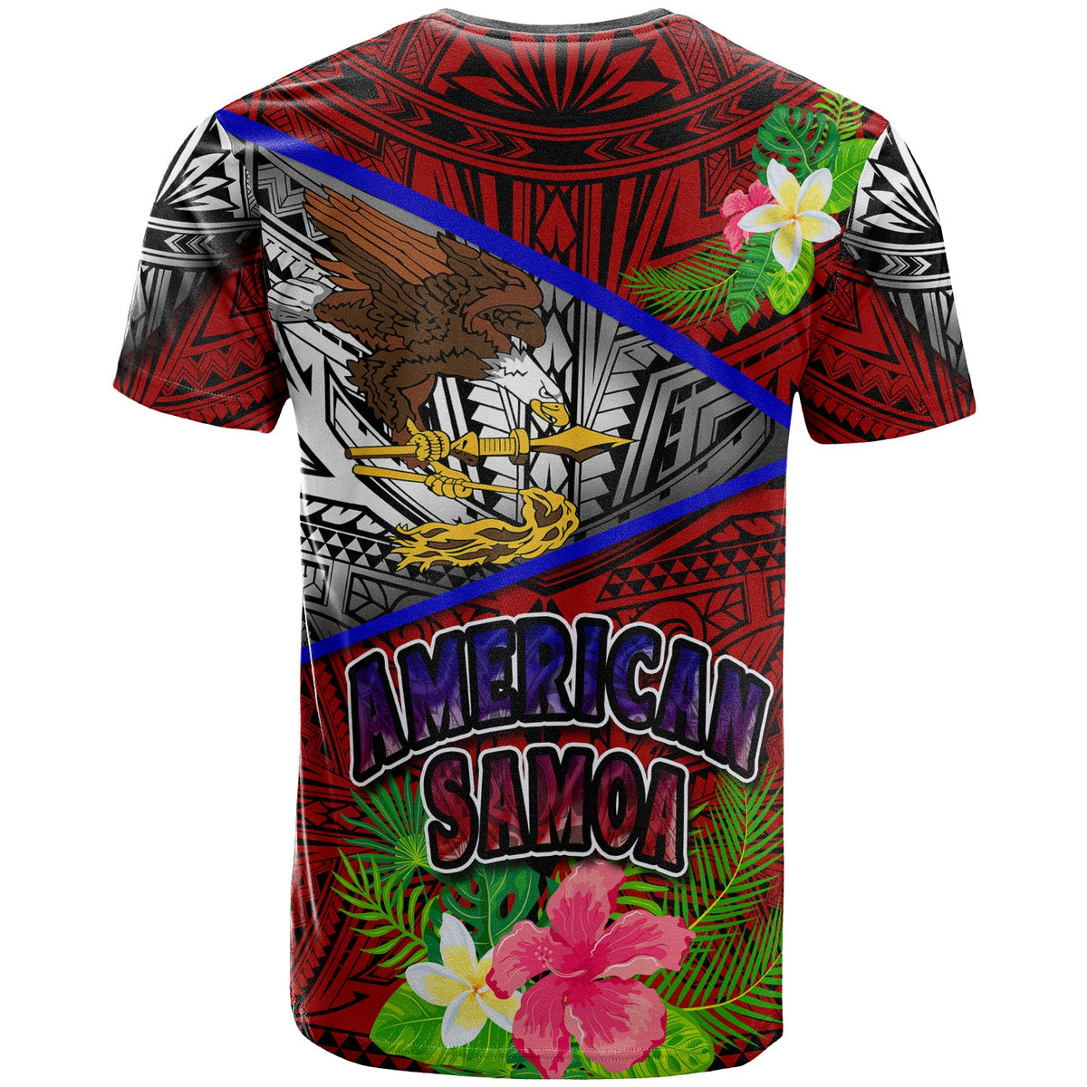 American Samoa T Shirt Custom American Samoa Eagle Flag Style With Polynesian Patterns T Shirt LT10 - Wonder Print Shop