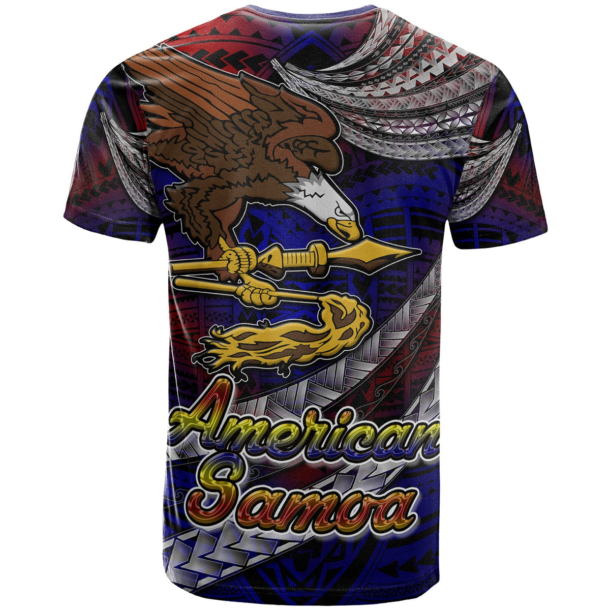 American Samoa T Shirt Custom American Samoa Eagle With Polynesian Patterns T Shirt LT10 - Wonder Print Shop