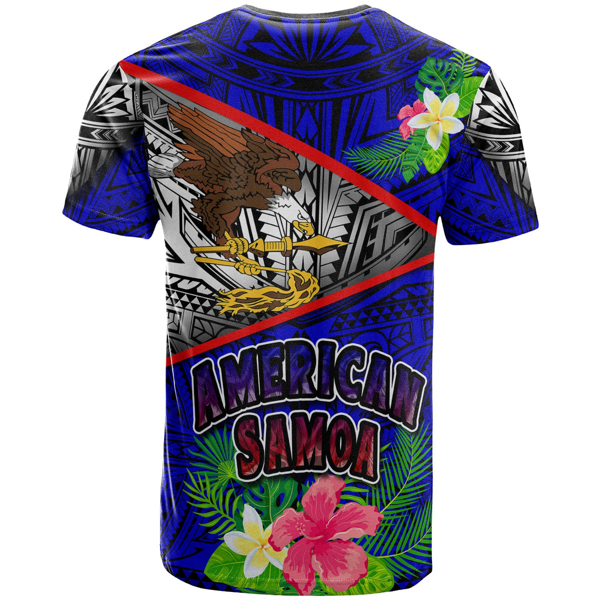 American Samoa T Shirt Custom American Samoa Eagle Flag Style With Polynesian Patterns T Shirt LT10 - Wonder Print Shop