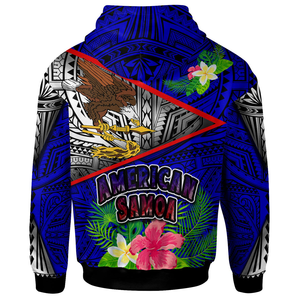 American Samoa Hoodie Custom American Samoa Eagle Flag Style With Polynesian Patterns Hoodie LT10 - Wonder Print Shop