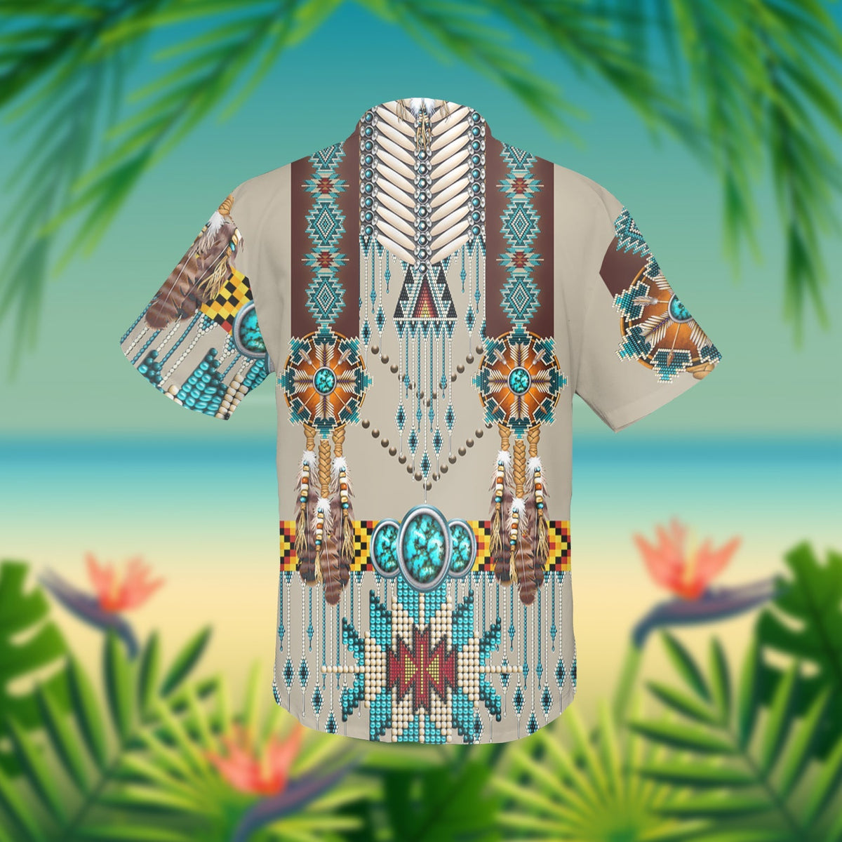Turquoise Blue Pattern Breastplate Native American Hawaiian Shirt 3D LT10 - Wonder Print Shop