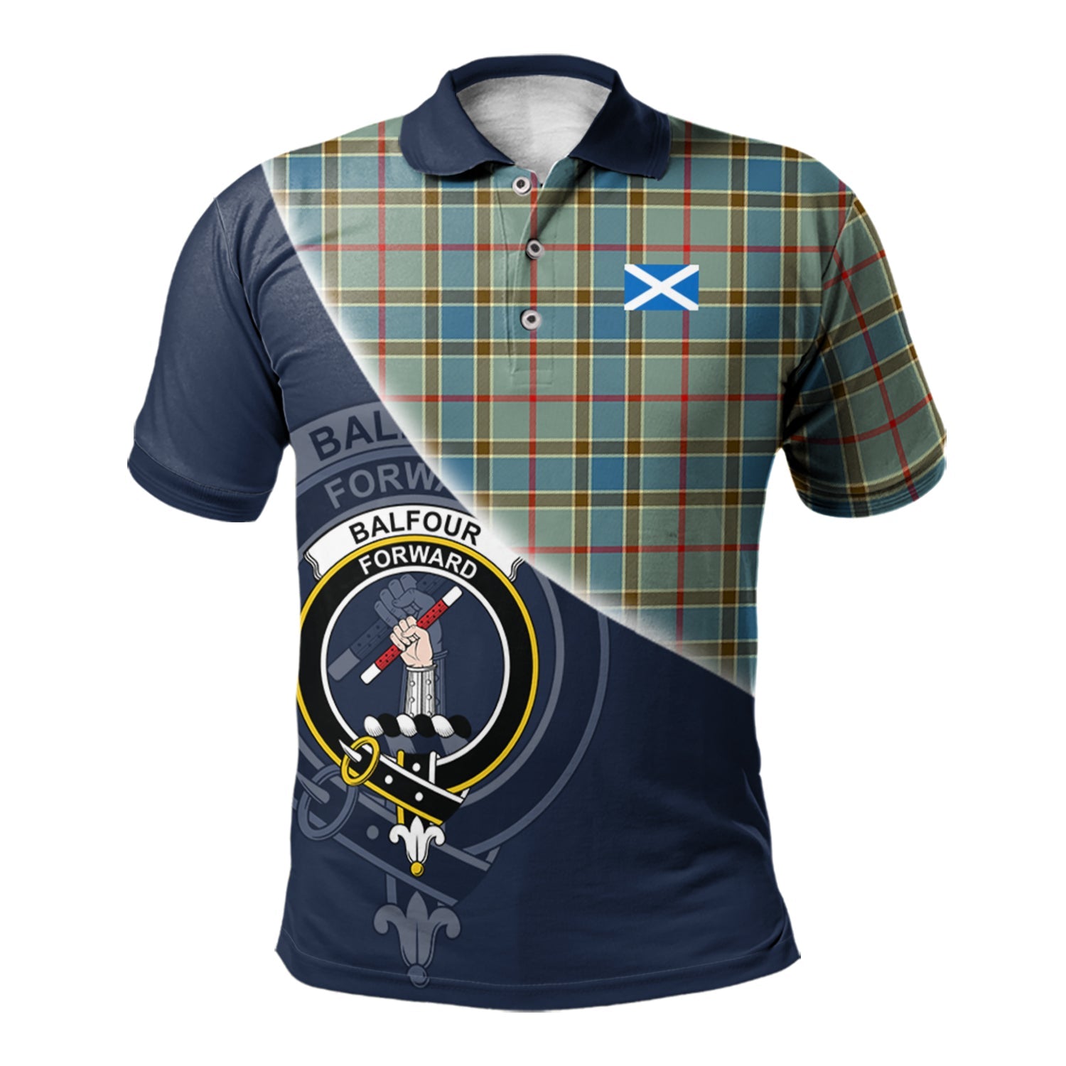 scottish-balfour-blue-clan-crest-tartan-scotland-flag-half-style-polo-shirt