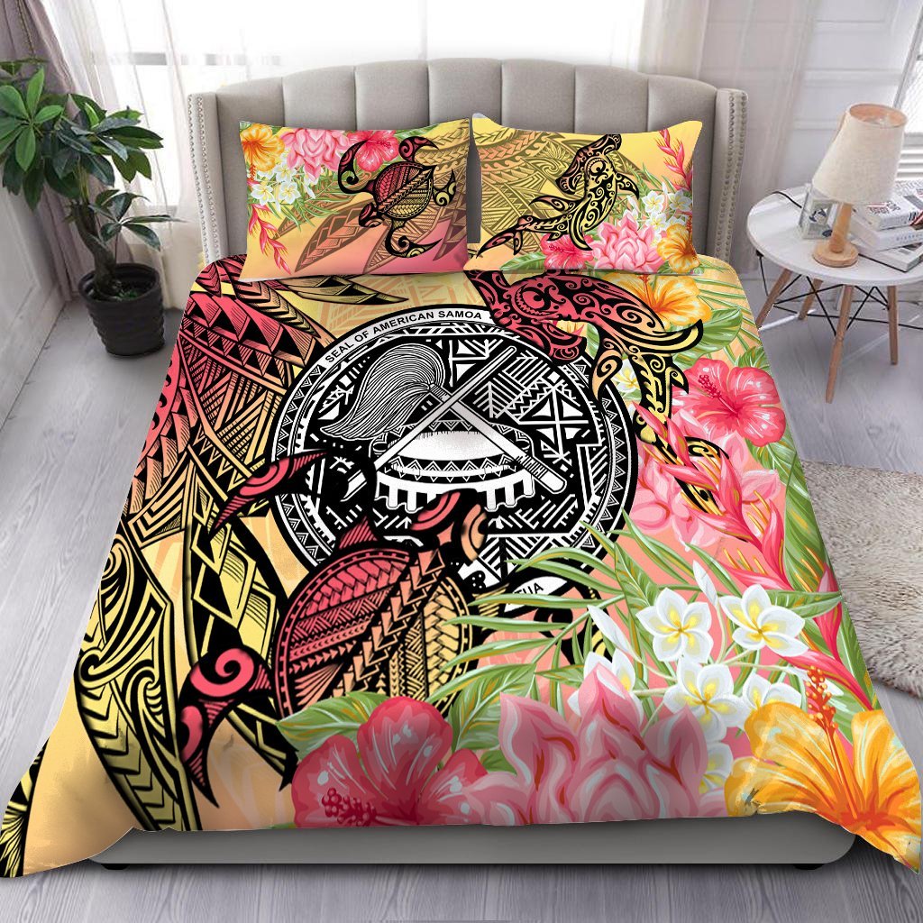 american-samoa-bedding-set-flowers-tropical-with-sea-animals
