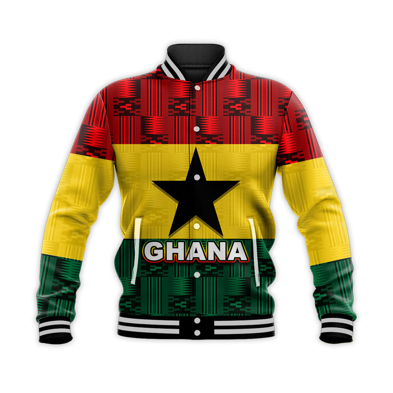 (Custom Personalised) Ghana Flag Mix Patterns Baseball Jacket LT6 - Wonder Print Shop