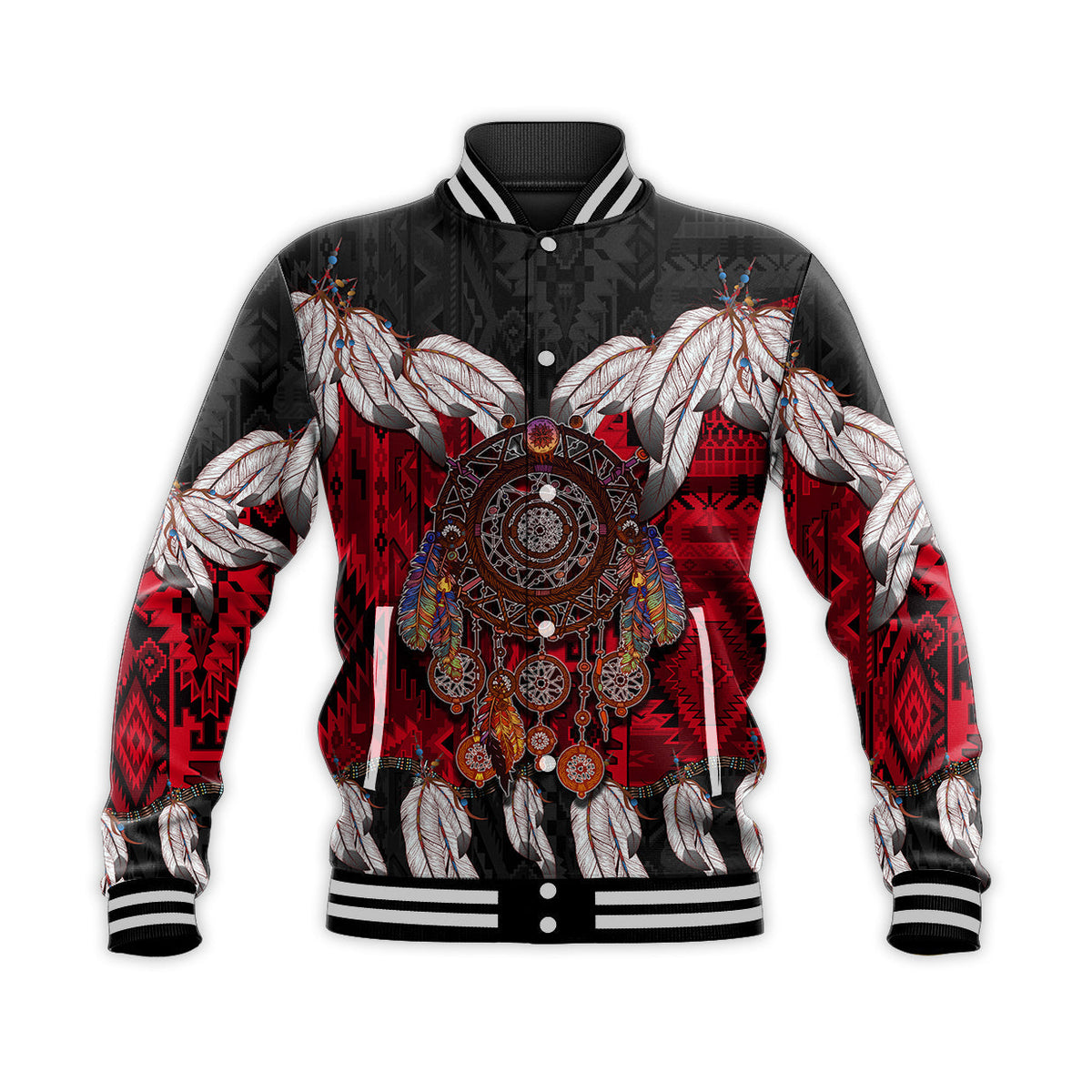 (Custom Personalised) Native American Baseball Jacket Native Dreamcatcher LT6 - Wonder Print Shop