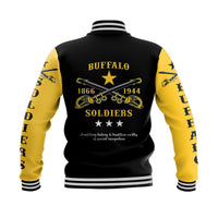 (Custom Personalised) Buffalo Soldiers Baseball Jacket African American Military Original Style - Black Gold LT8 - Wonder Print Shop