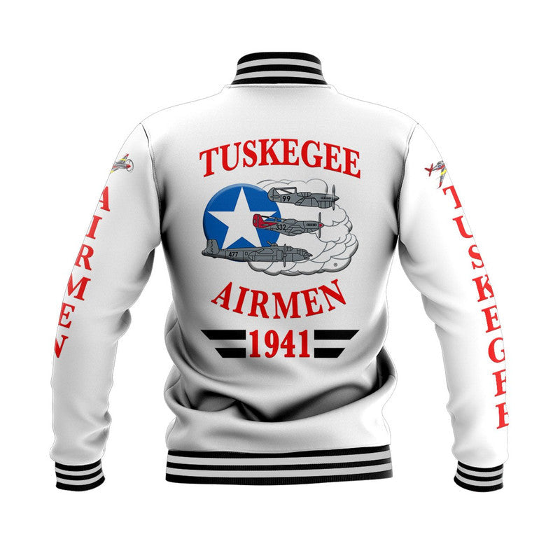 (Custom Personalised) Tuskegee Airmen Baseball Jacket The White Tails Simplified Vibes - White LT8 - Wonder Print Shop