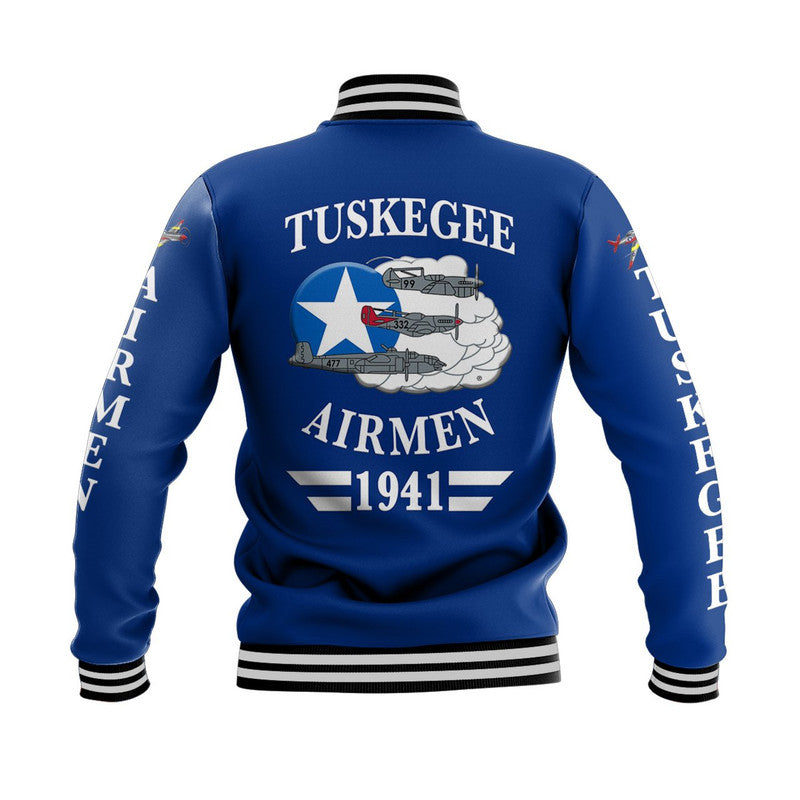 (Custom Personalised) Tuskegee Airmen Baseball Jacket The Blue Tails Simplified Vibes - Blue LT8 - Wonder Print Shop