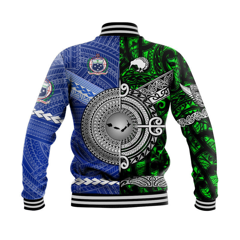 Samoa and New Zealand Baseball Jacket Together Green LT8 - Wonder Print Shop