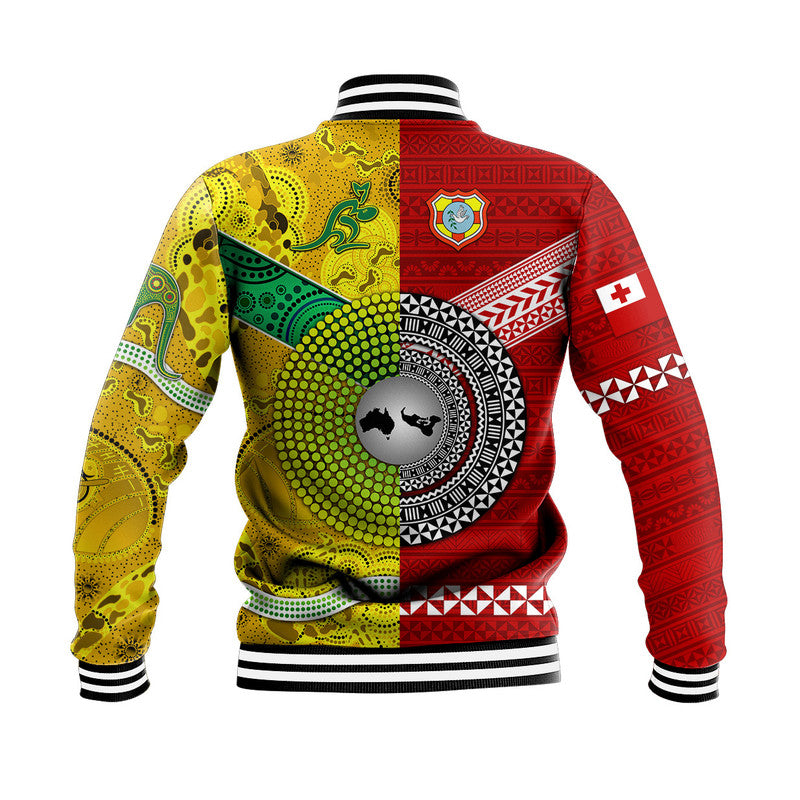 Tonga Ikale Tahi Ngatu And Australia Wallabies Aboriginal Baseball Jacket Rugby Together LT8 - Wonder Print Shop