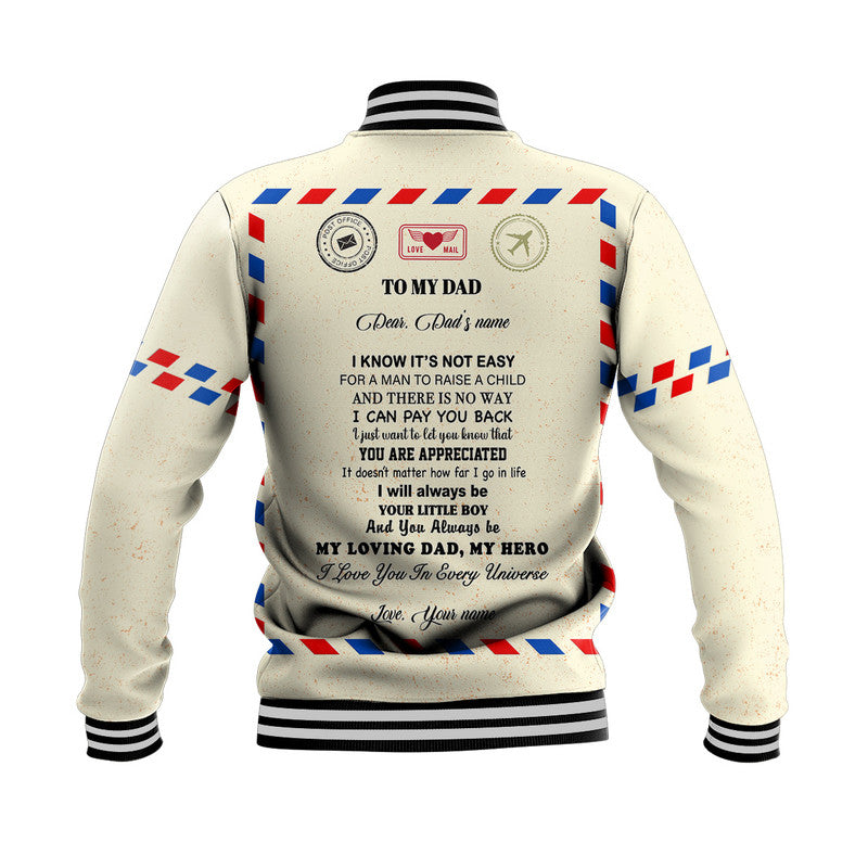 (Custom) Father Day Baseball Jacket Letter From Son Simple Style LT8 - Wonder Print Shop