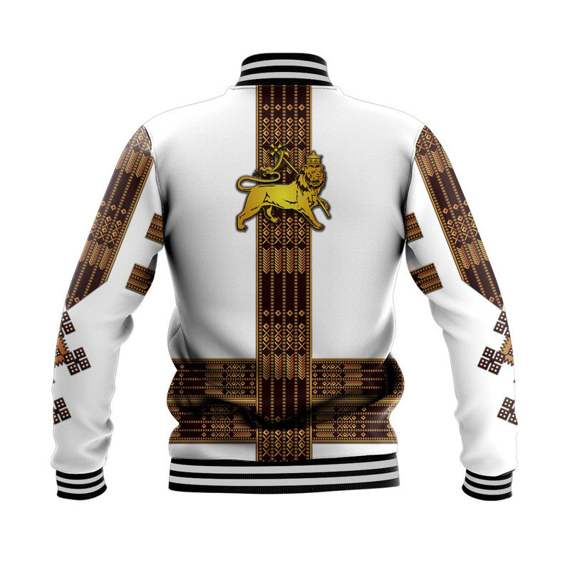 Ethiopia Baseball Jacket Ethiopian Lion Of Judah Tibeb Vibes NO.1 Ver - White LT8 - Wonder Print Shop