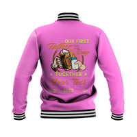 (Custom) Father Day Baseball Jacket Our First Father Day Simple Style - Pink LT8 - Wonder Print Shop