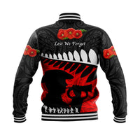 New Zealand Maori ANZAC Baseball Jacket Remembrance Soldier Black LT8 - Wonder Print Shop