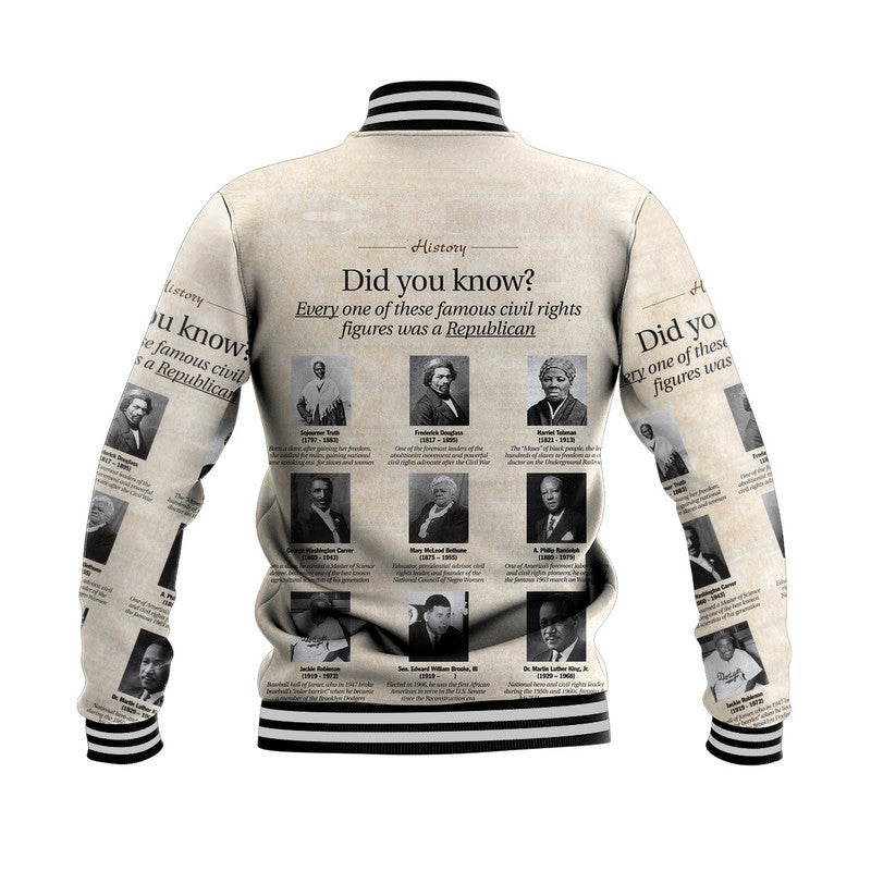 Civil Rights Leaders Baseball Jacket Did You Know History Vibes LT8 - Wonder Print Shop