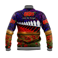 New Zealand Maori ANZAC Baseball Jacket Poppy Vibes Purple LT8 - Wonder Print Shop