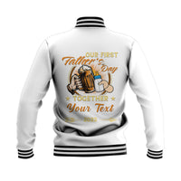 (Custom) Father Day Baseball Jacket Our First Father Day Simple Style - White LT8 - Wonder Print Shop