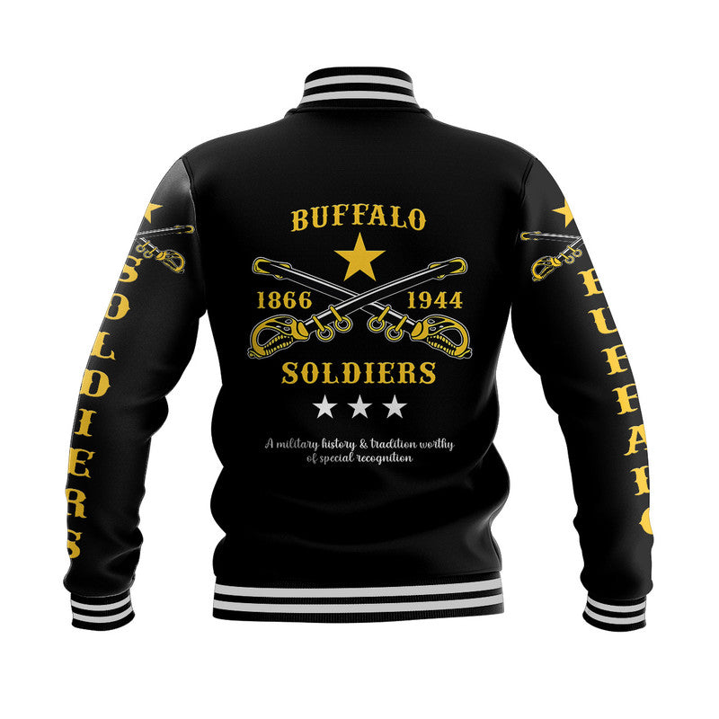 (Custom Personalised) Buffalo Soldiers Baseball Jacket African American Military Original Style - Black LT8 - Wonder Print Shop