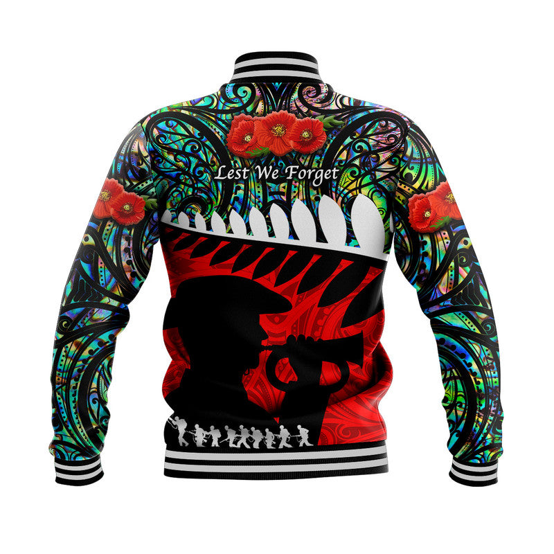 New Zealand Maori ANZAC Baseball Jacket Remembrance Soldier Paua Shell LT8 - Wonder Print Shop