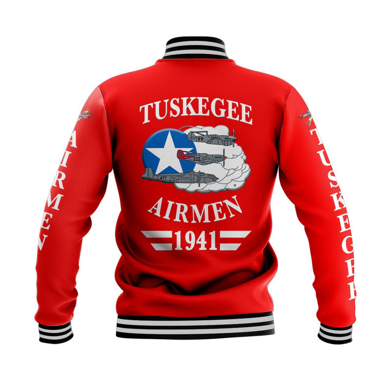 (Custom Personalised) Tuskegee Airmen Baseball Jacket The Red Tails Simplified Vibes - Red LT8 - Wonder Print Shop