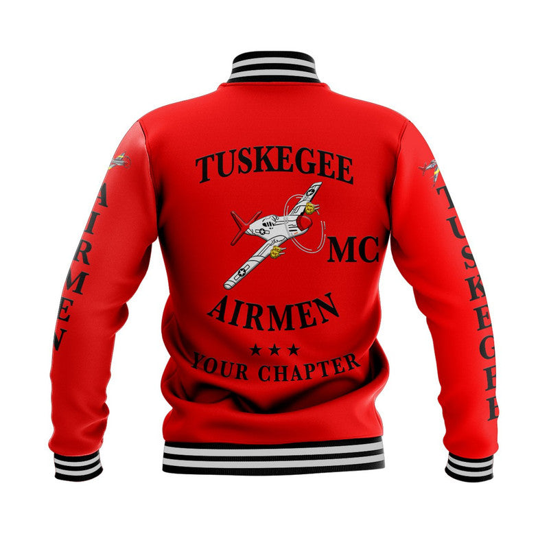 (Custom Personalised) Tuskegee Airmen Motorcycle Club Baseball Jacket TAMC Spit Fire Simple Style - Red LT8 - Wonder Print Shop