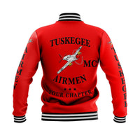 (Custom Personalised) Tuskegee Airmen Motorcycle Club Baseball Jacket TAMC Spit Fire Simple Style - Red LT8 - Wonder Print Shop