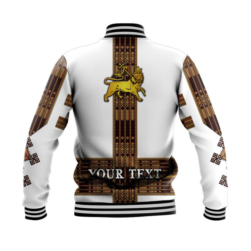 (Custom Personalised) Ethiopia Baseball Jacket Ethiopian Lion Of Judah Tibeb Vibes NO.1 Ver - White LT8 - Wonder Print Shop