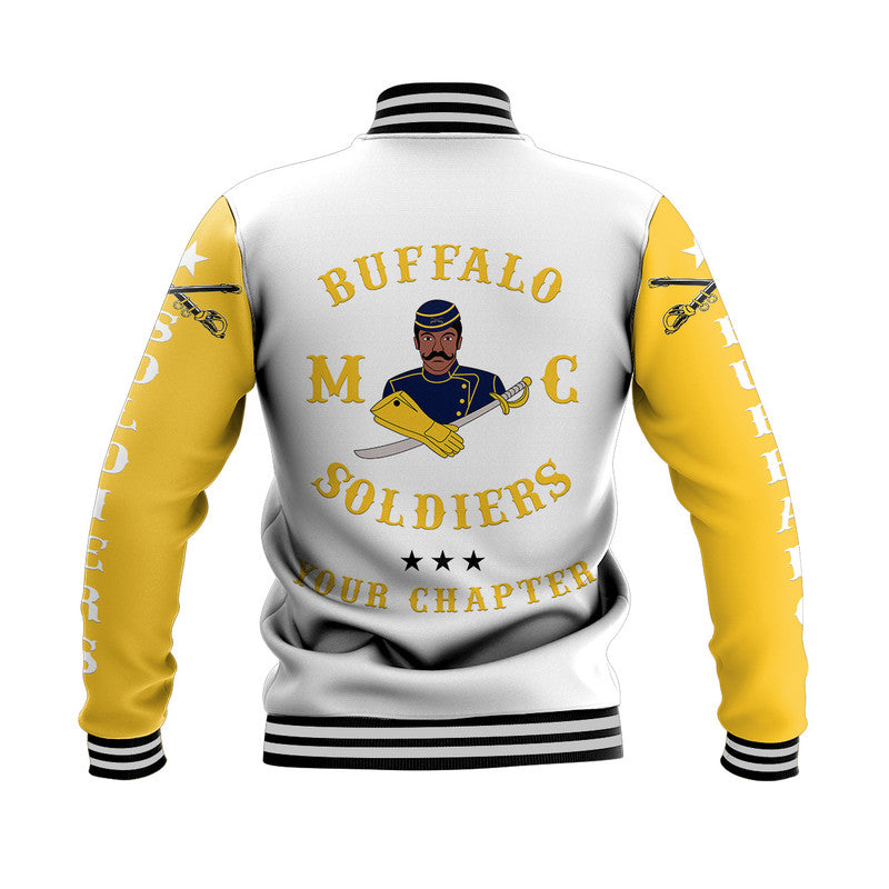 (Custom Personalised) Buffalo Soldiers Motorcycle Club BSMC Baseball Jacket Simple Style - White Gold LT8 - Wonder Print Shop